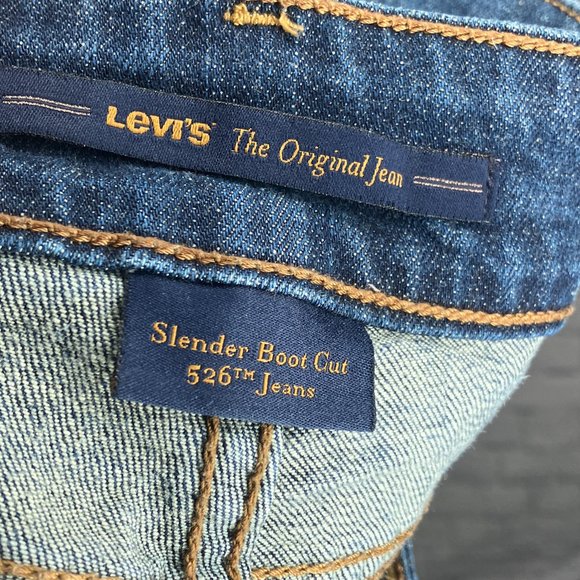 Vintage 00s Y2K Levi's 10 Slender Bootcut 526 Dark Wash Back Flap Pocket Jeans - Picture 3 of 4